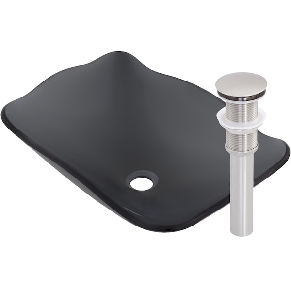 Novatto RETTANGOLARE Glass Vessel Bathroom Sink Set, Brushed Nickel TIS-317GBN - main